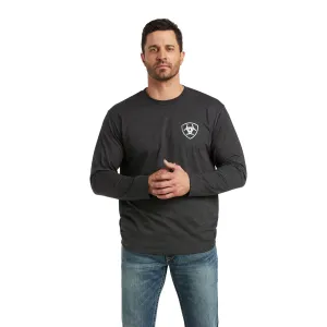 10038191 Ariat Men's Flag Grayscale LS Tee Charcoal Heather