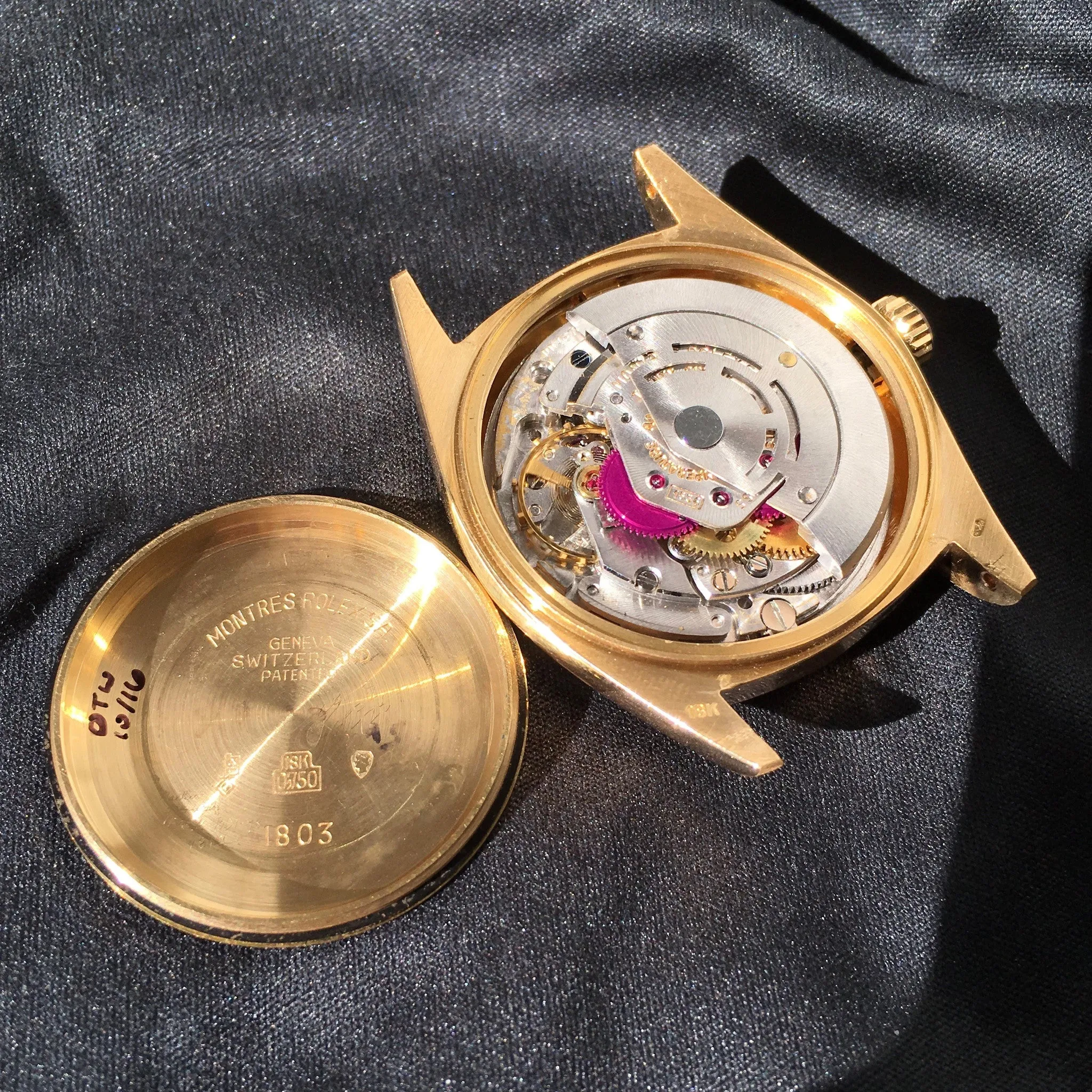 1972 Rolex President 1803 Day Date 18K Yellow Gold Linen Wristwatch