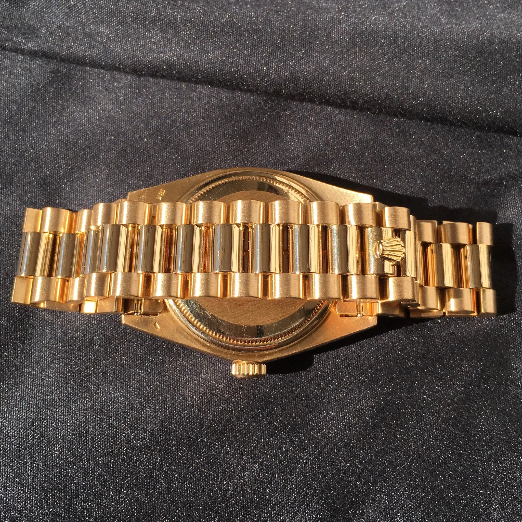 1972 Rolex President 1803 Day Date 18K Yellow Gold Linen Wristwatch