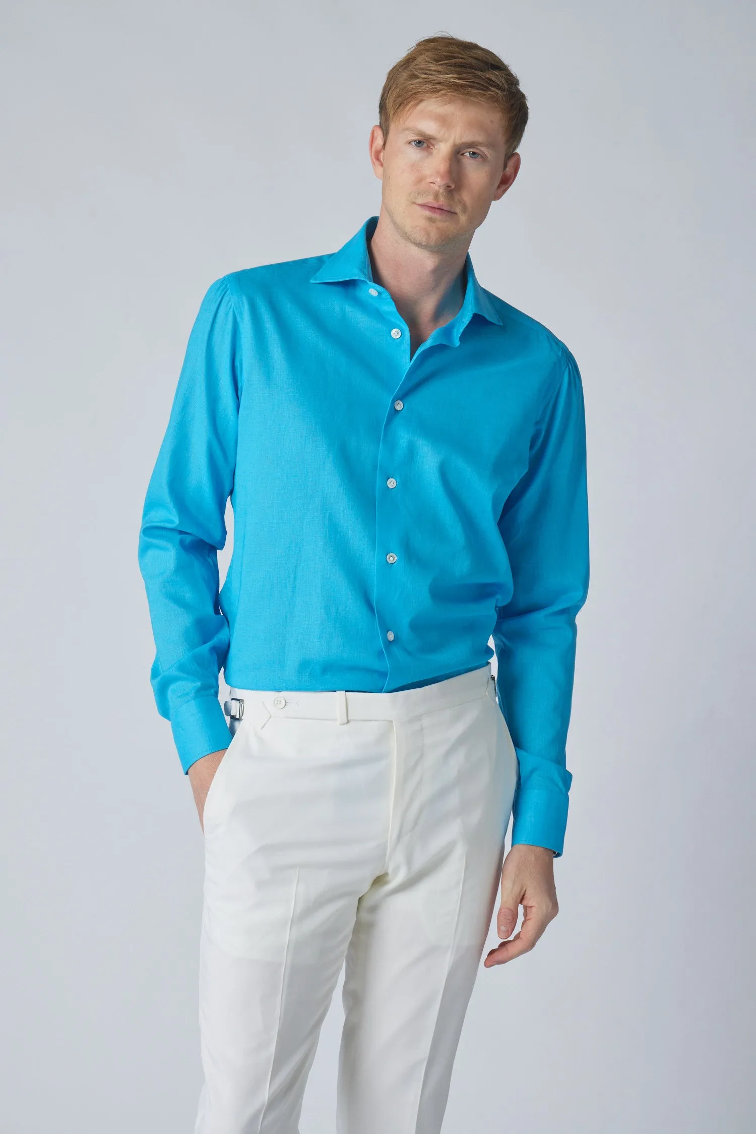 Aqua Textured Linen Shirt