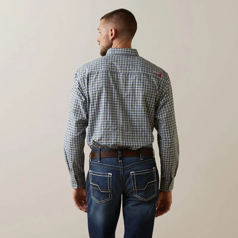 Ariat Men's Flame Resistant Plaid Featherlight Work Shirt Sky Plaid - 10043545