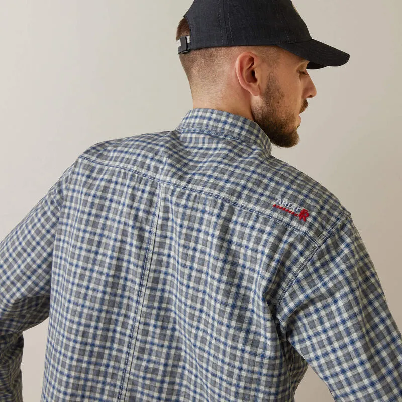 Ariat Men's Flame Resistant Plaid Featherlight Work Shirt Sky Plaid - 10043545