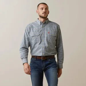 Ariat Men's Flame Resistant Plaid Featherlight Work Shirt Sky Plaid - 10043545