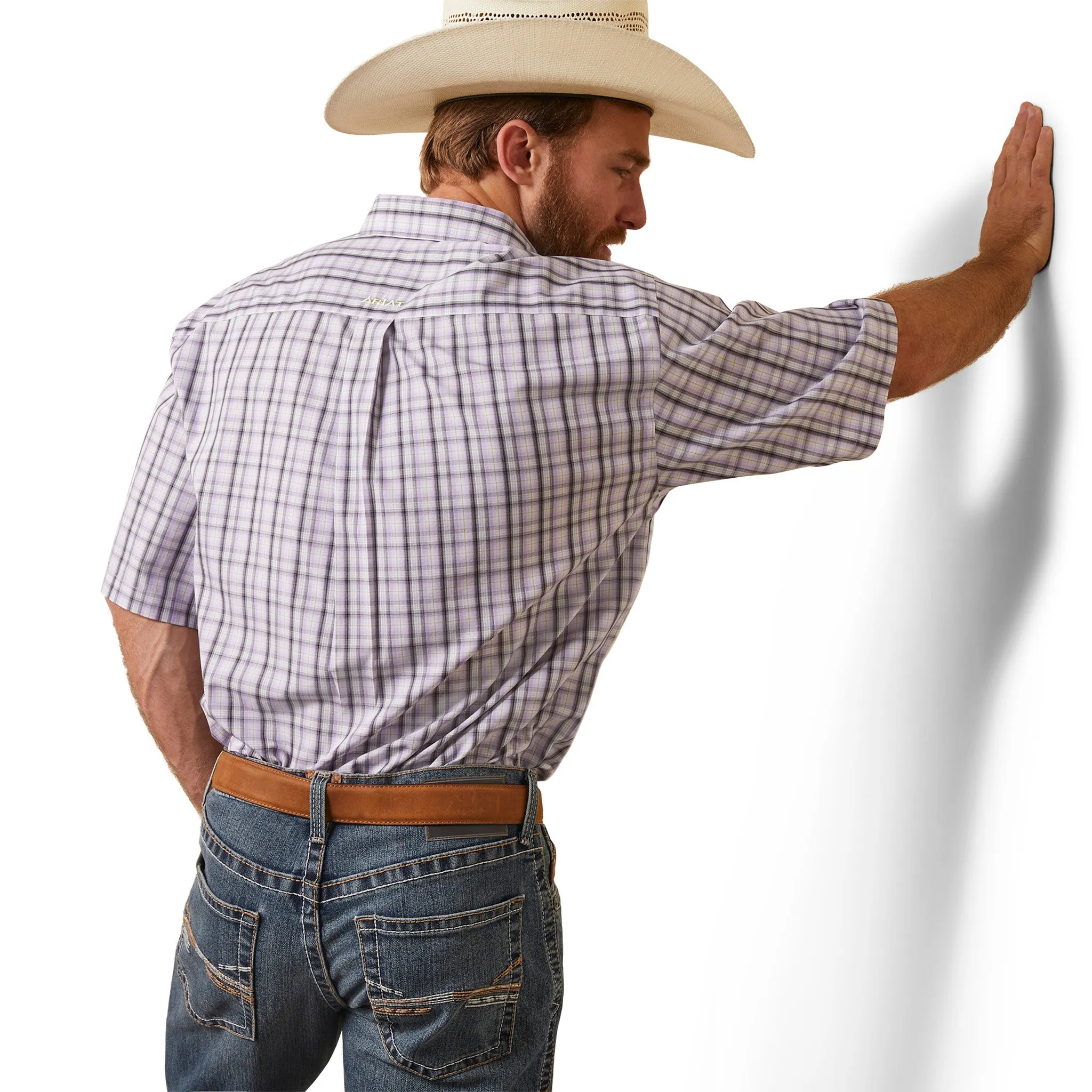 Ariat Men's Lavendar & Grey Plaid Short Sleeve