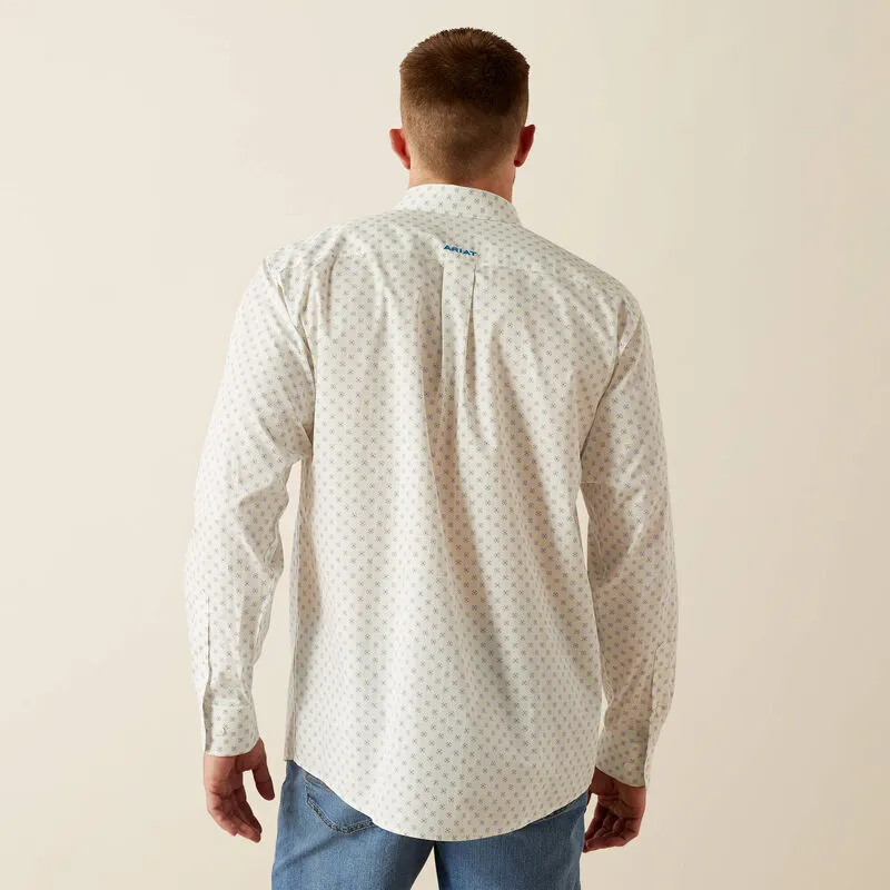 Ariat Men's Wrinkle Free L/S Classic Fit Adrian Western Button Down Shirt in White Floral