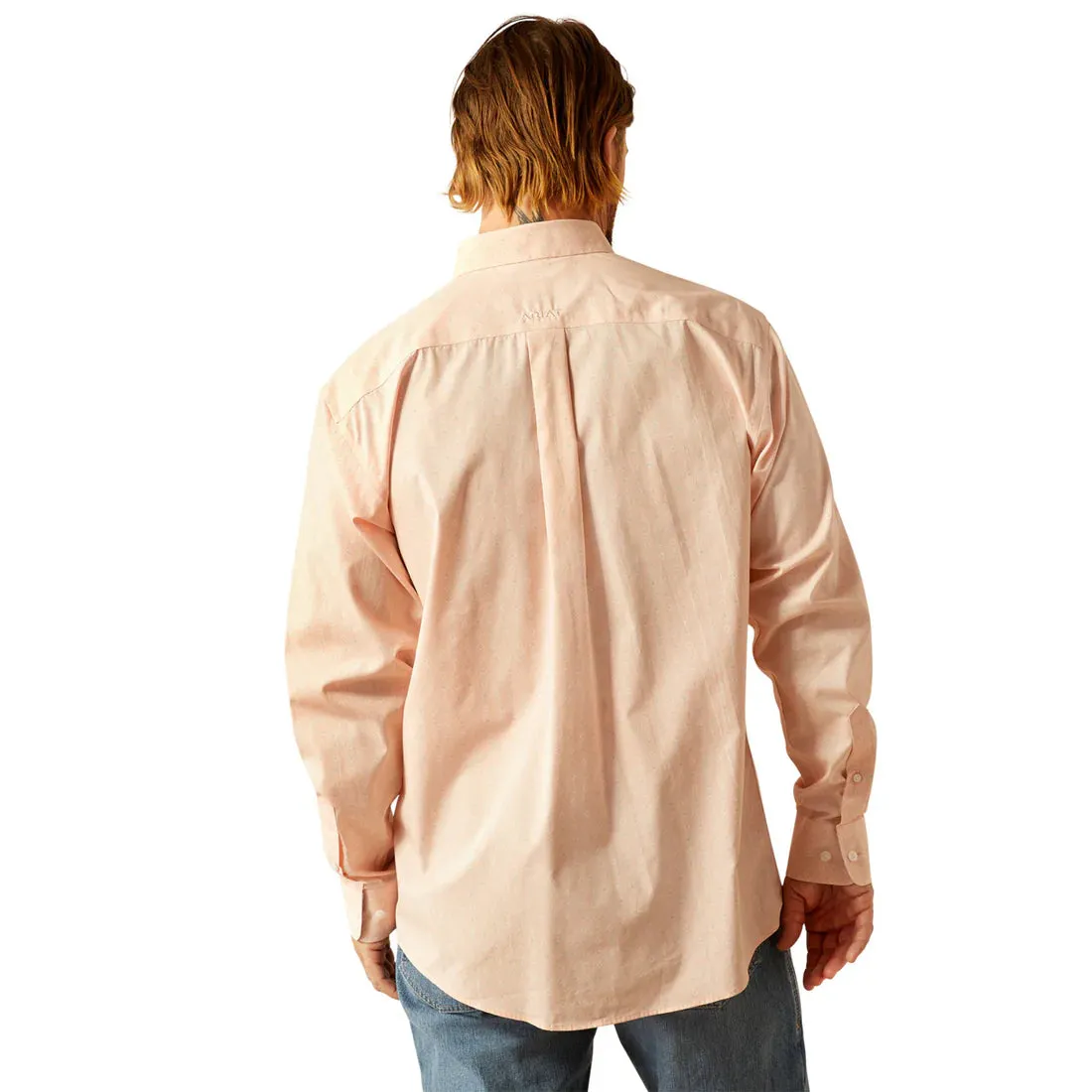 Ariat Men's Wrinkle Free L/S Classic Fit Ashton Western Button Down Shirt in Pink Geometric