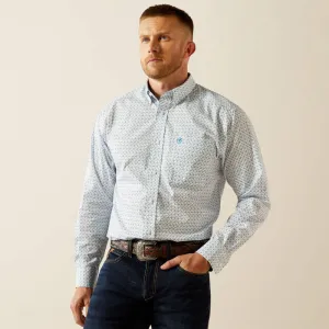 Ariat Men's Wrinkle Free L/S Classic Fit Baker Western Button Down Shirt in Blue Geometric