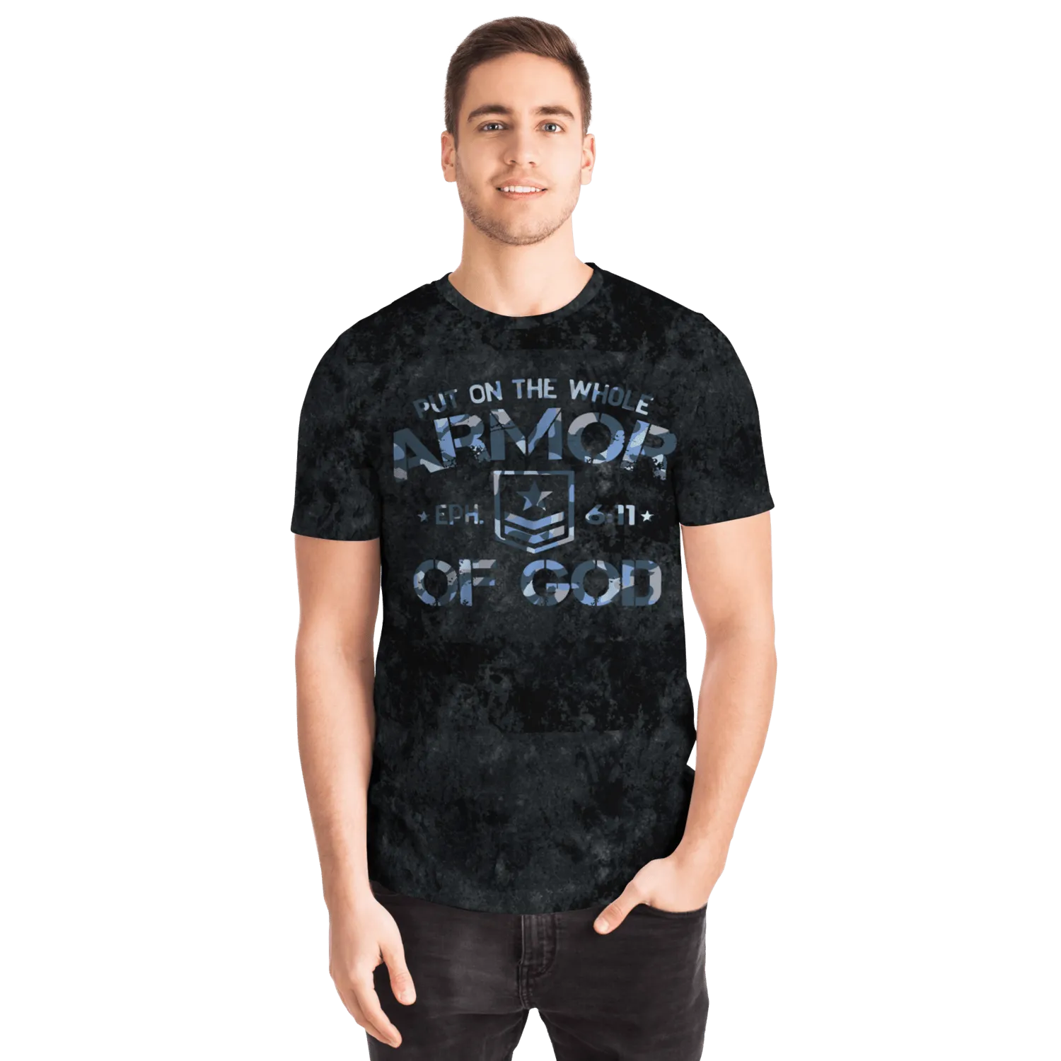 Armor of God - Blue and Black Camo Shirt