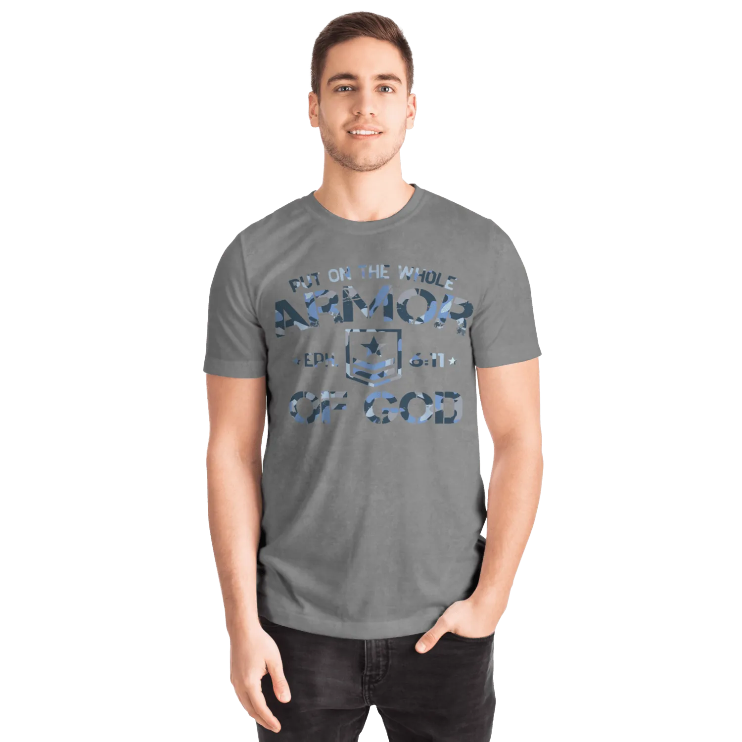 Armor of God - Blue and Gray Camo Shirt