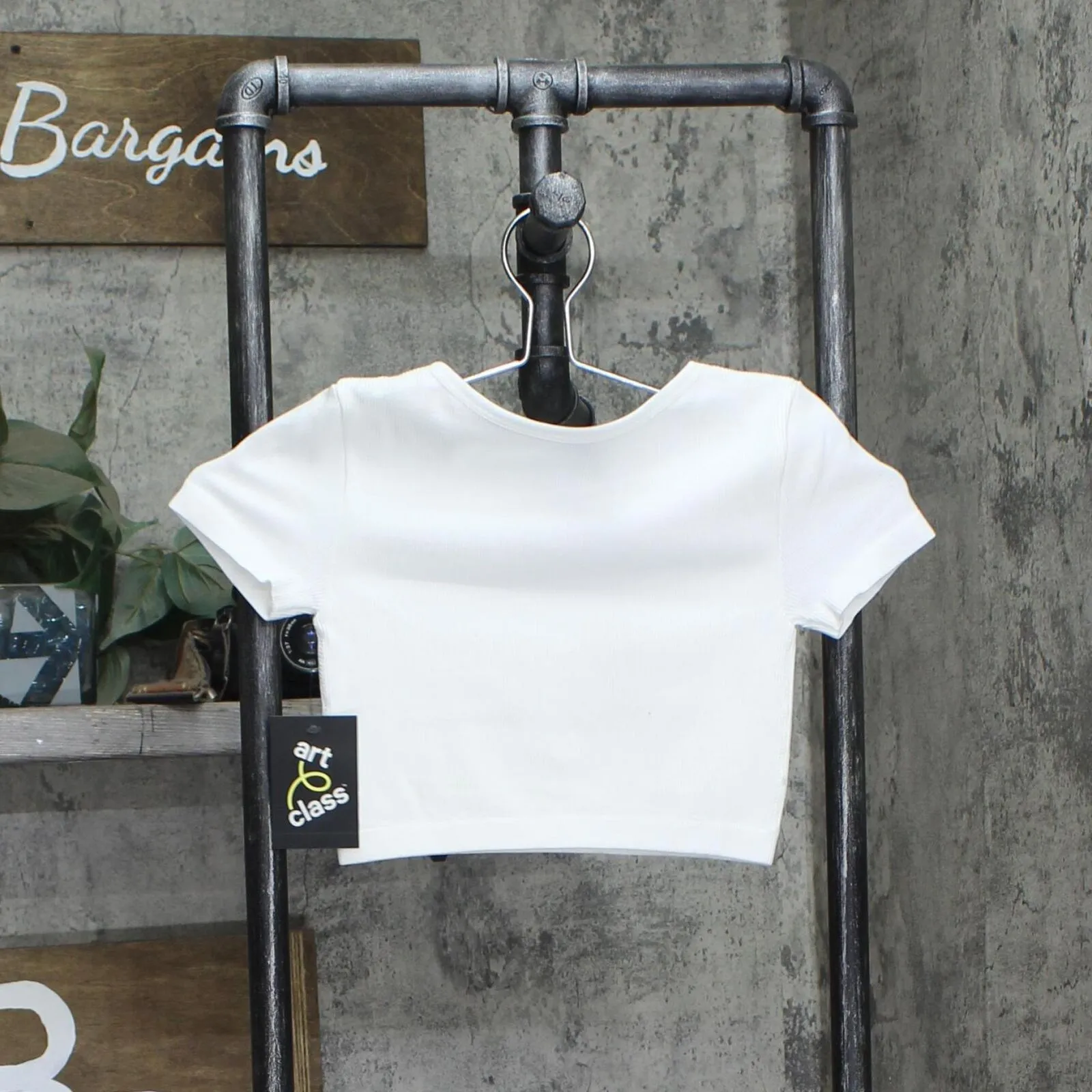 Art Class Girls Short Sleeve Scoop Neck Seamless Cropped Top 89736362 White M