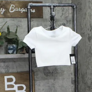 Art Class Girls Short Sleeve Scoop Neck Seamless Cropped Top 89736362 White M