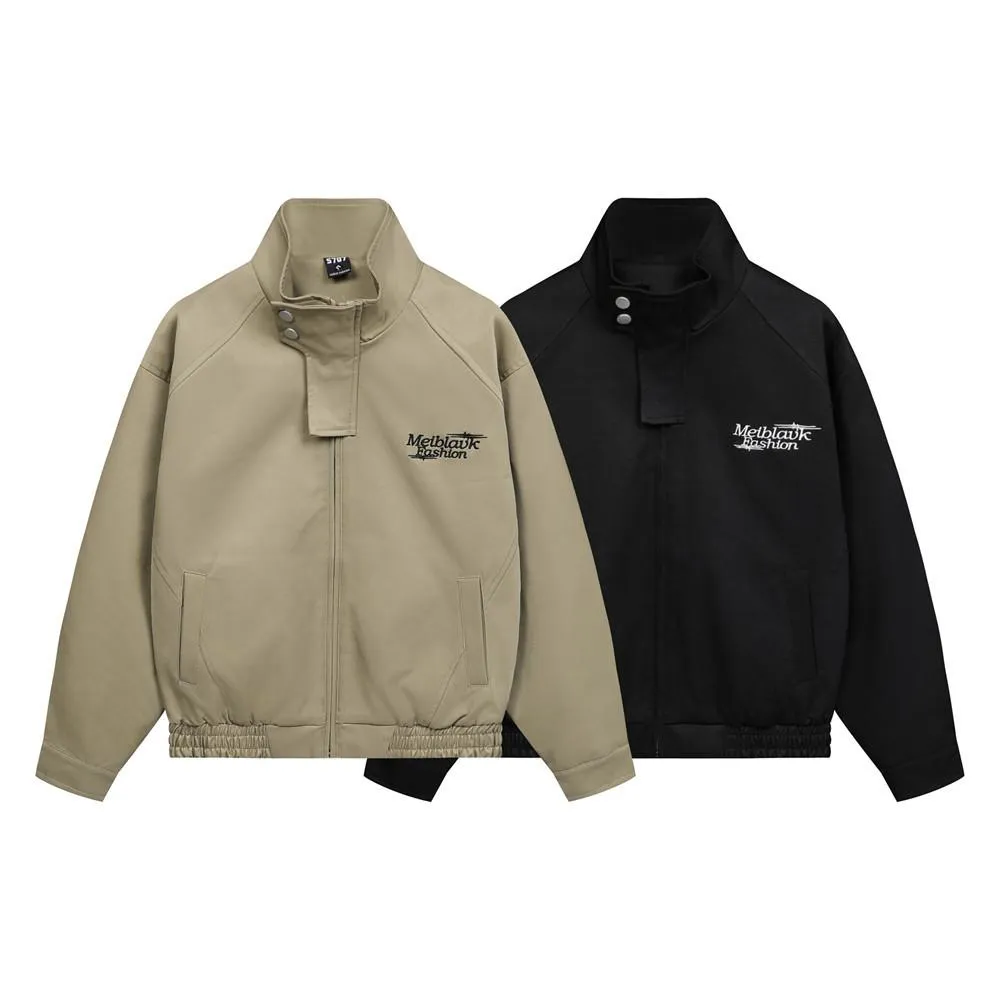 Autumn And Winter Trendy Brand Men's Workwear Vertical Collar Jacket Vibe American Casual Loose Small Embroidered Alphabet Flying Baseball Suit