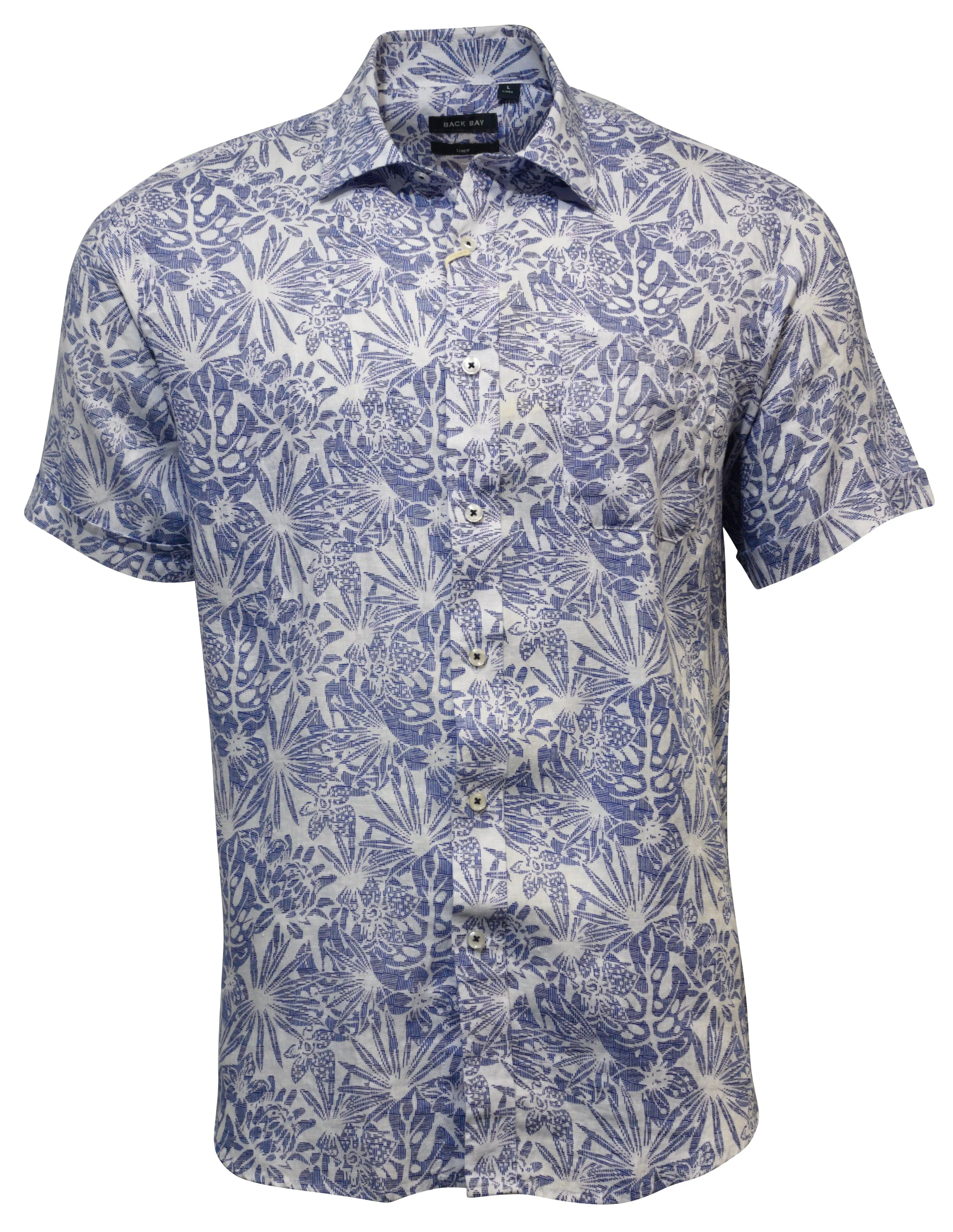Back Bay Linen Print Short Sleeve Shirt