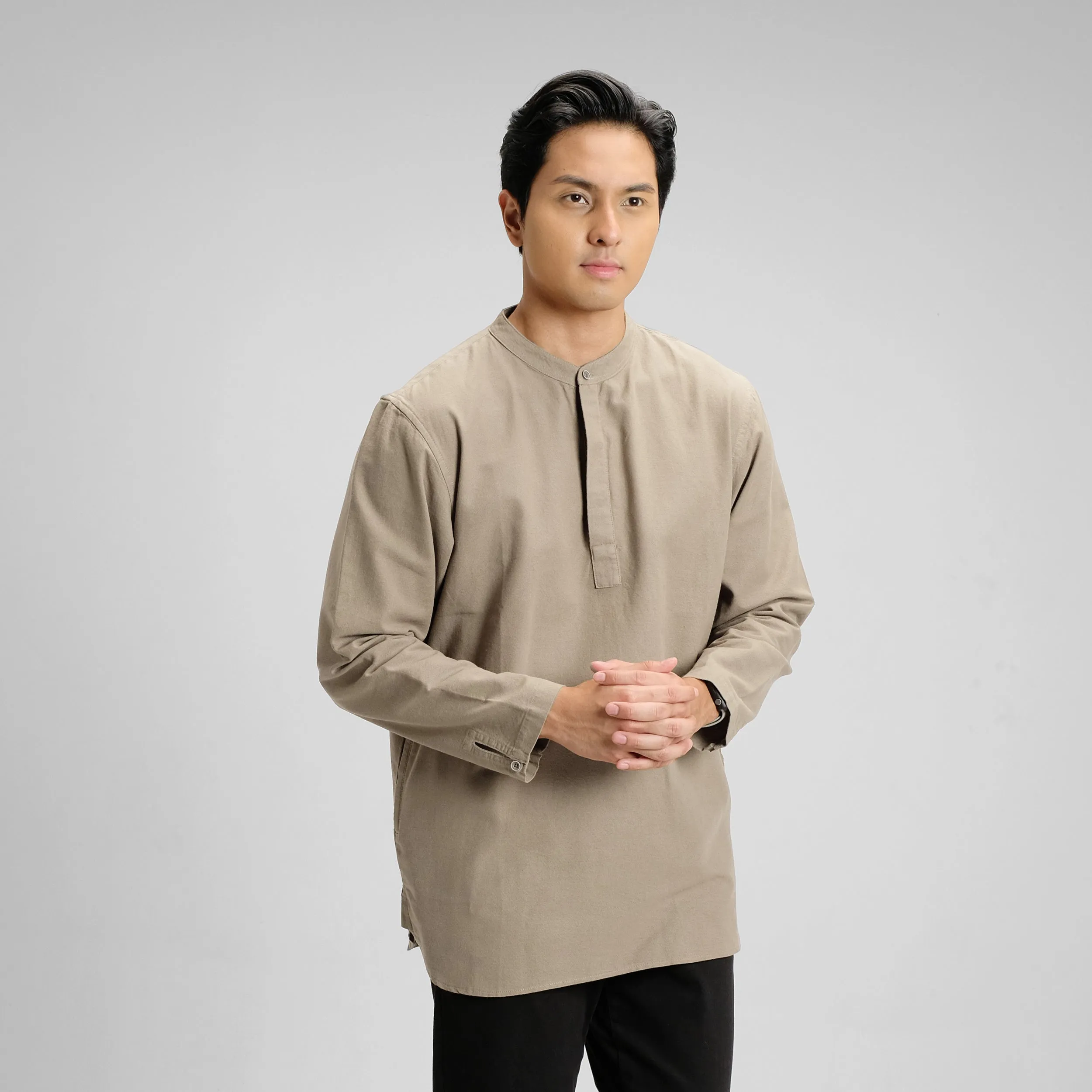 Barqi Kemeja Koko Rami Basic Lengan Panjang