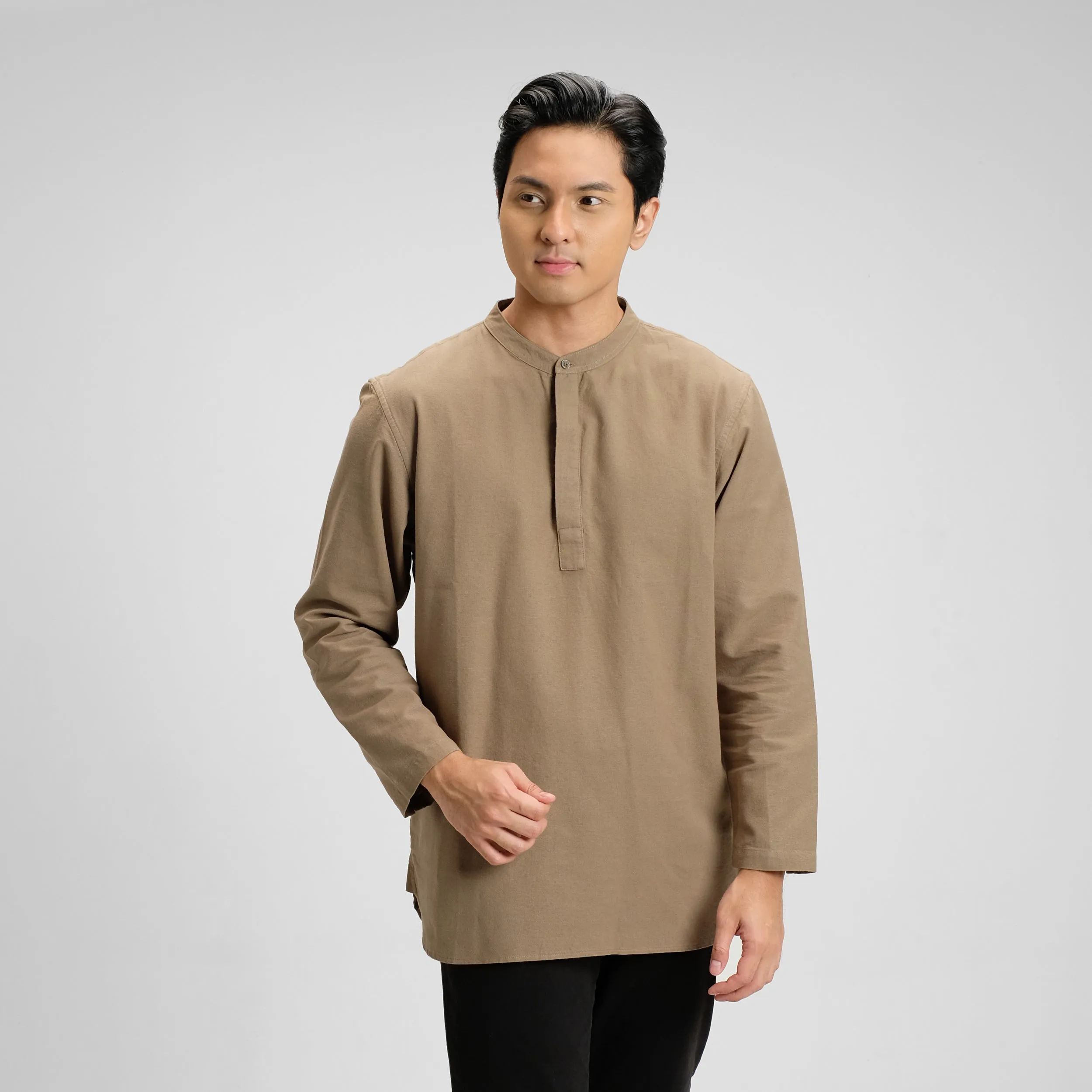 Barqi Kemeja Koko Rami Basic Lengan Panjang