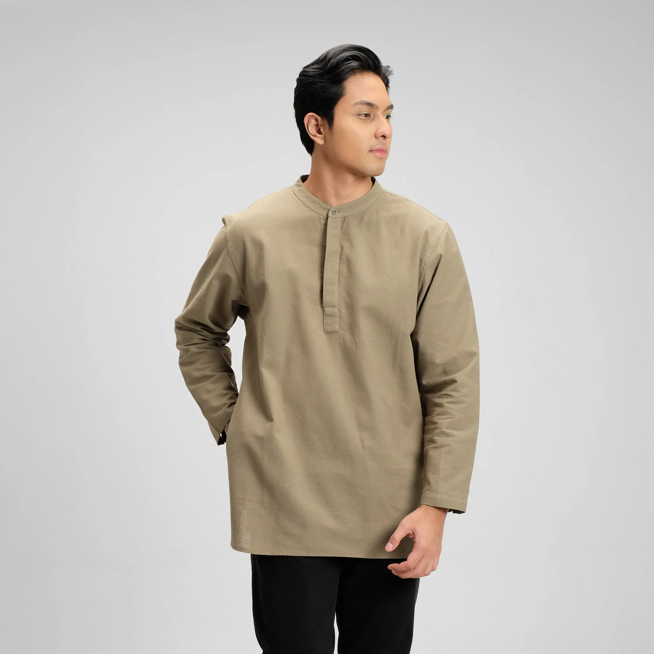 Barqi Kemeja Koko Rami Basic Lengan Panjang