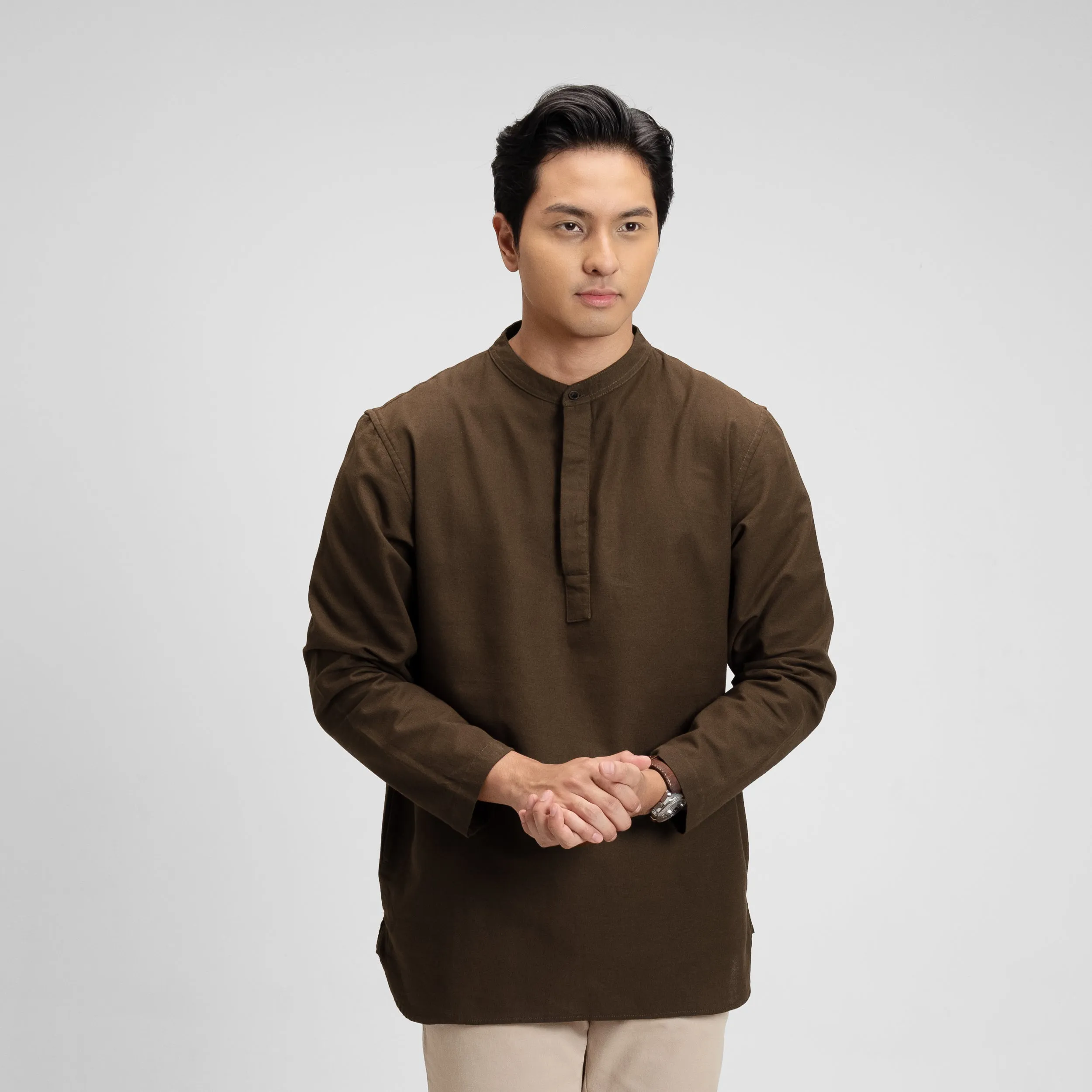 Barqi Kemeja Koko Rami Basic Lengan Panjang