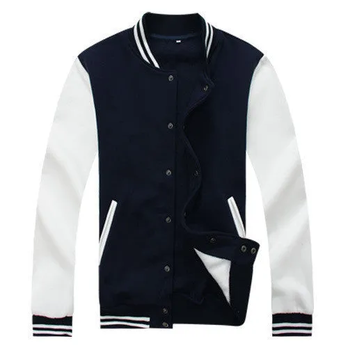Baseball Jacket Men Sweatshirt College Sportswear Jackets Casual Slim Fit Jacket Mens Clothing 10 Colors