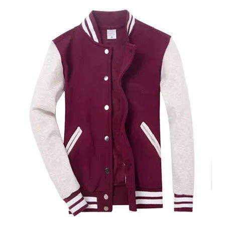 Baseball Jacket Men Sweatshirt College Sportswear Jackets Casual Slim Fit Jacket Mens Clothing 10 Colors