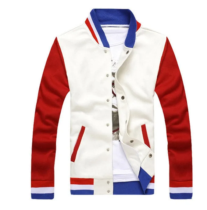 Baseball Jacket Men Sweatshirt College Sportswear Jackets Casual Slim Fit Jacket Mens Clothing 10 Colors