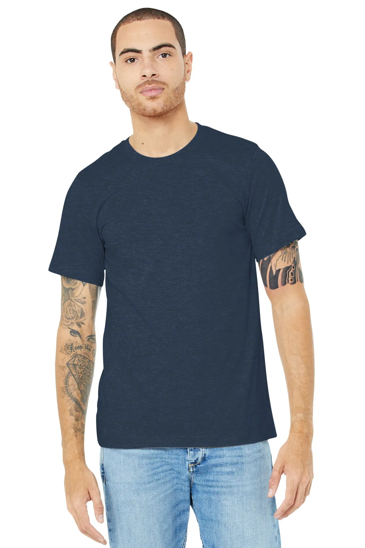 BELLA CANVAS  Unisex Heather CVC Short Sleeve Tee. BC3001CVC Heather Navy