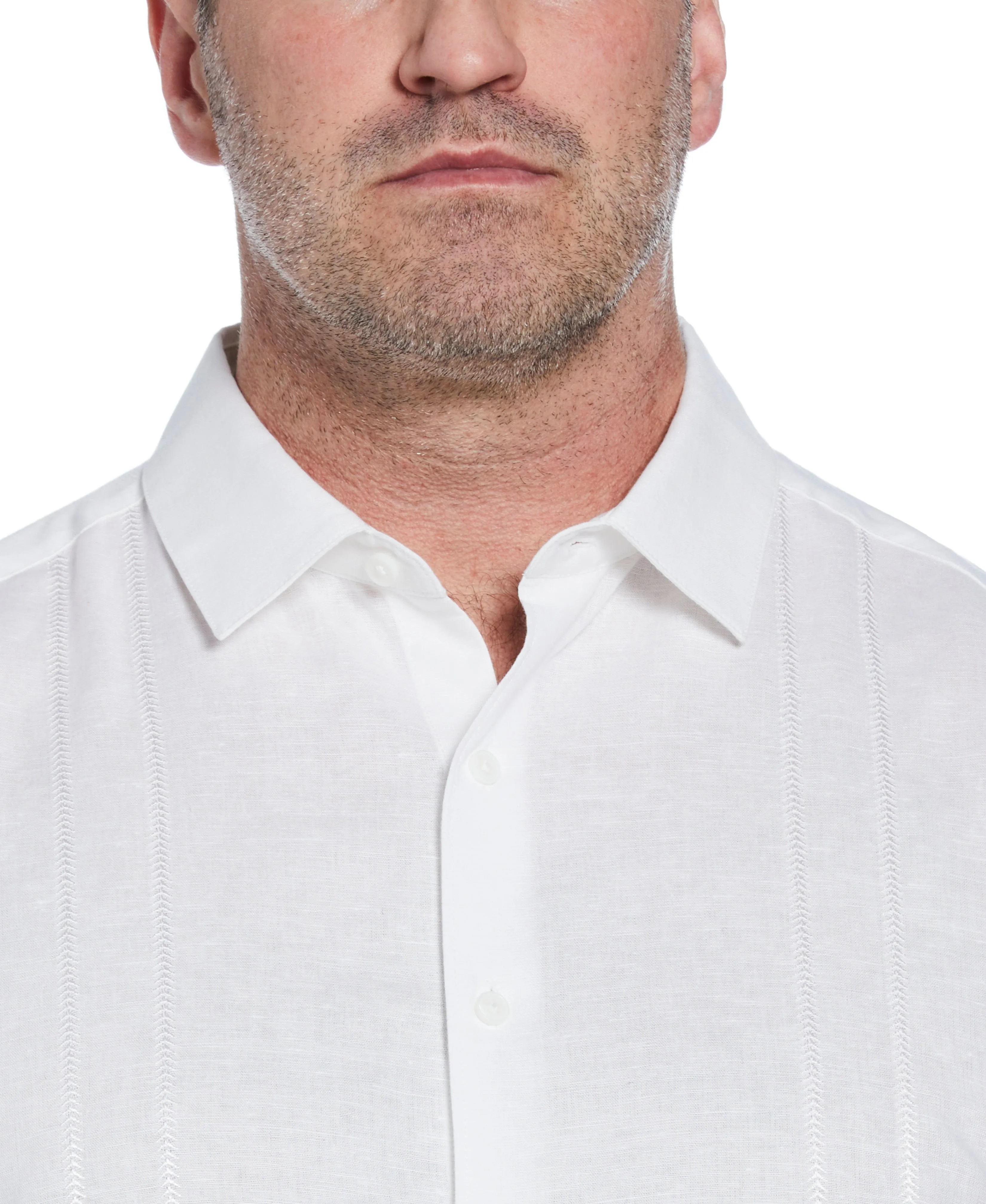 Big & Tall Linen Blend Embroidered Panel Shirt