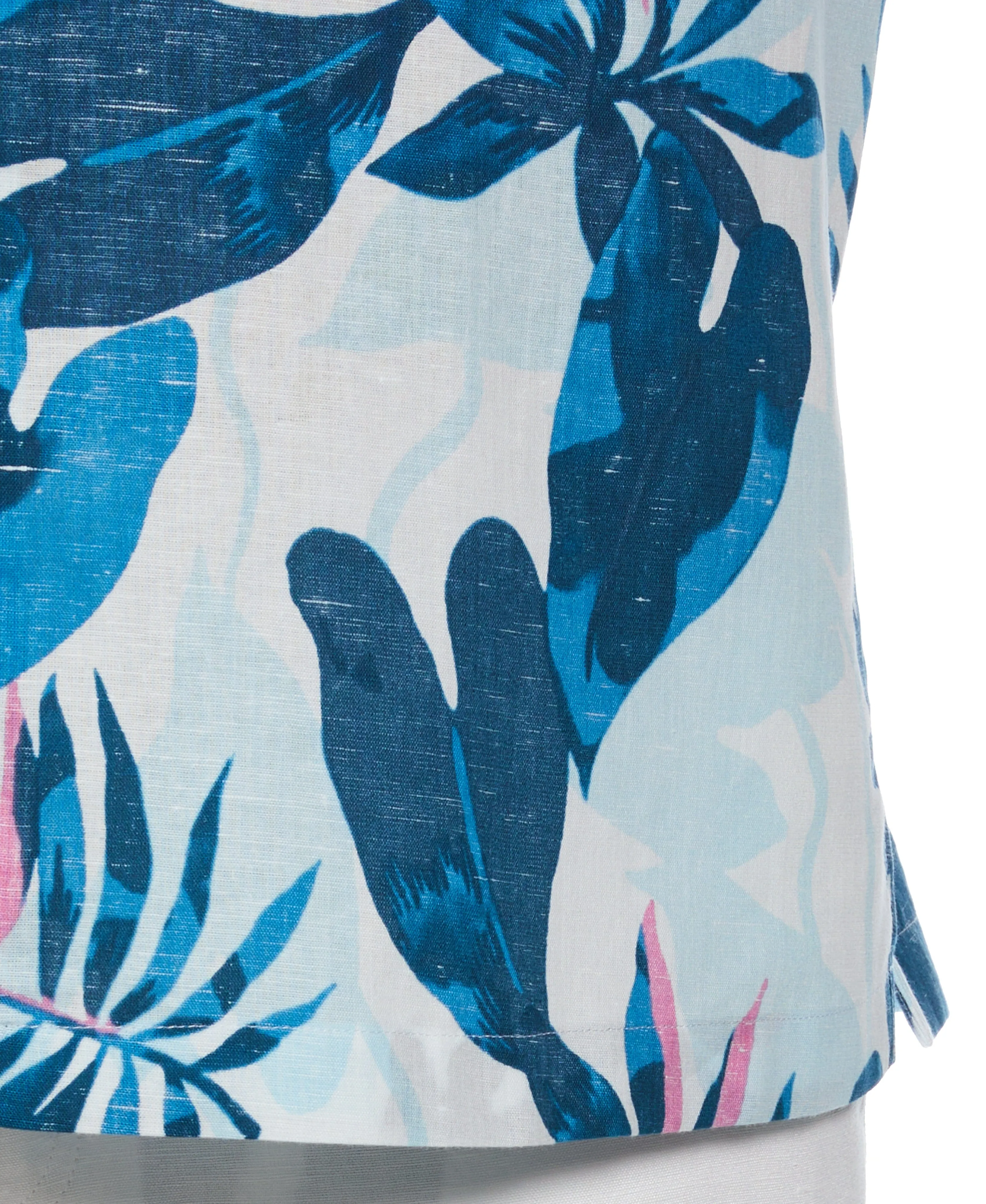 Big & Tall Linen Blend Reverse Tropical Print Shirt