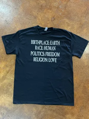 Birthplace, Race, Politics, Religion tee