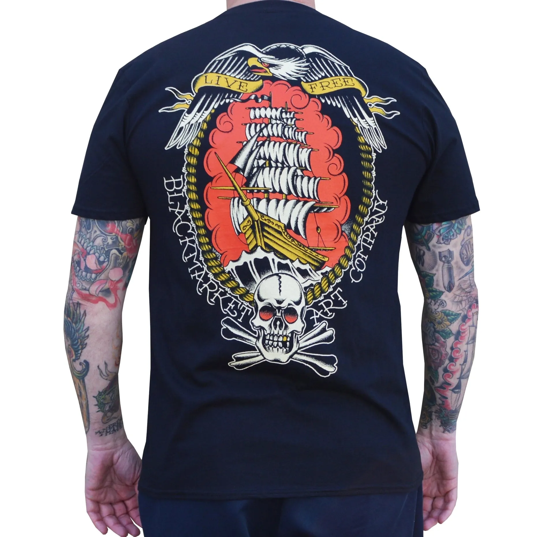 Black Market Live Free Men's Graphic T-Shirt Black