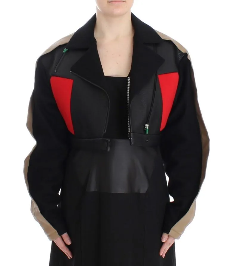 Black Short Croped Coat Biker Jacket