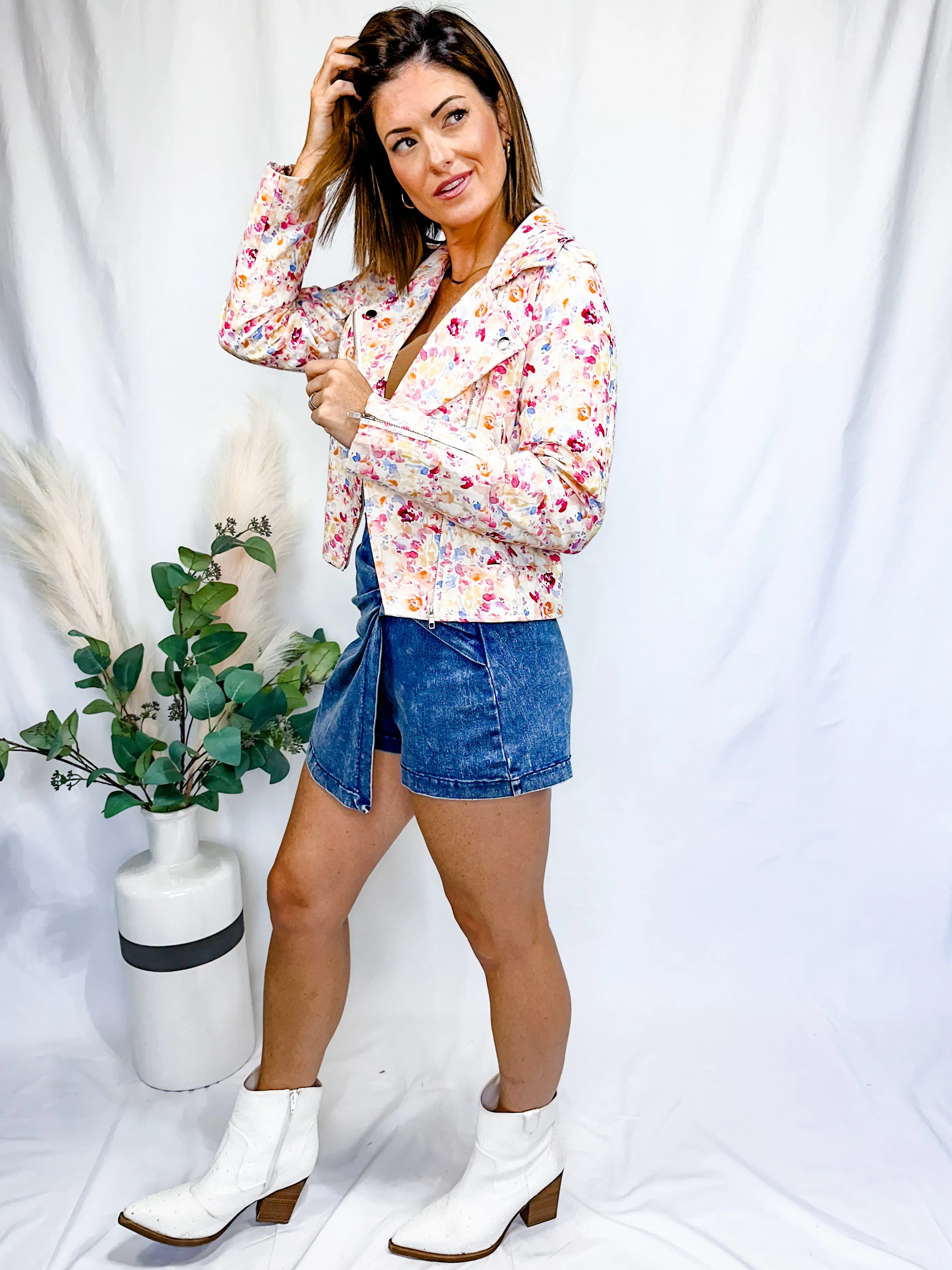 Blooming Linen Moto Jacket