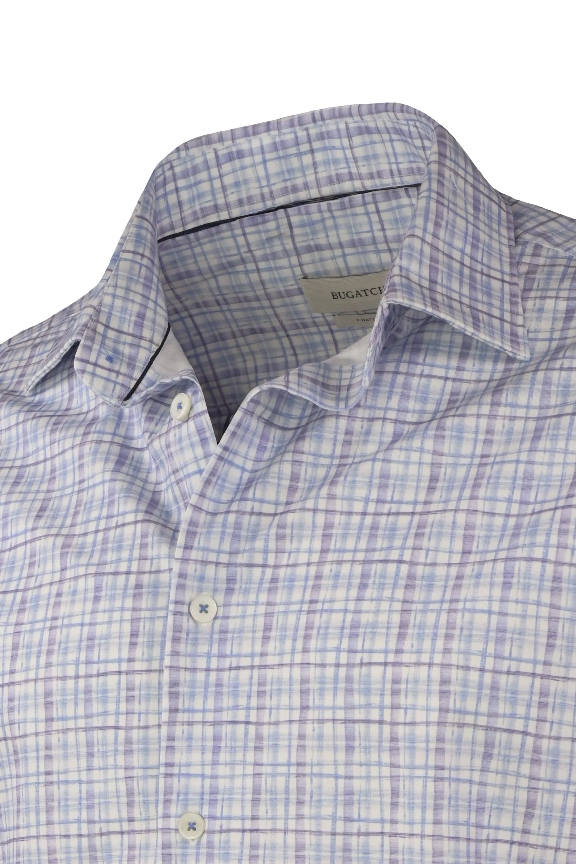 Bugatchi OoohCotton Plaid Print Shirt - Air Blue
