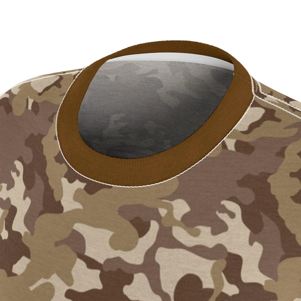 Camo Pattern Women's Tee Brown and Tan Desert Camouflage With Contrast Sleeves