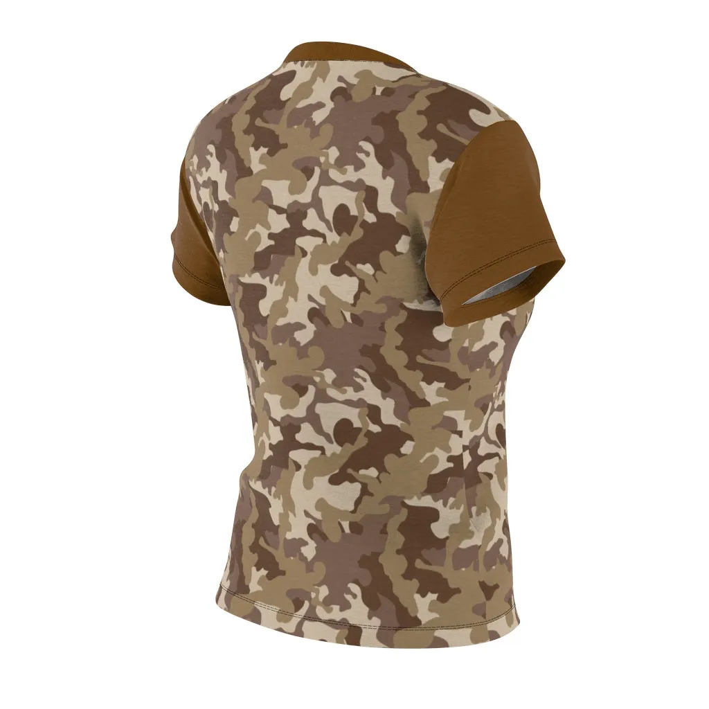 Camo Pattern Women's Tee Brown and Tan Desert Camouflage With Contrast Sleeves
