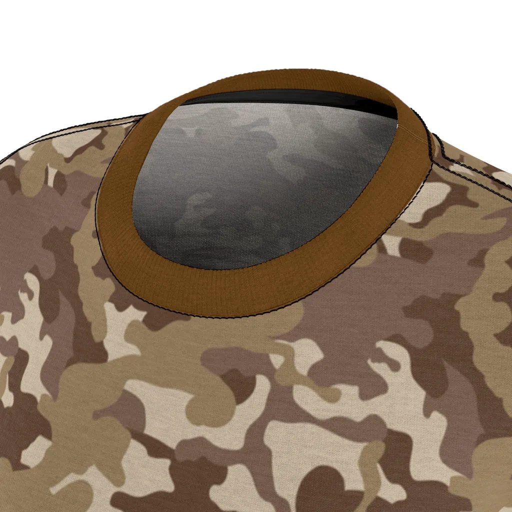 Camo Pattern Women's Tee Brown and Tan Desert Camouflage With Contrast Sleeves