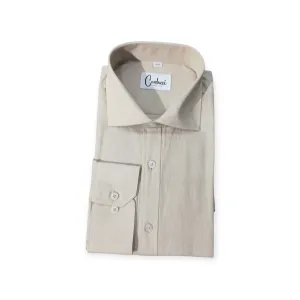 Carducci Men's LInen Long Sleeve Shirt Beige