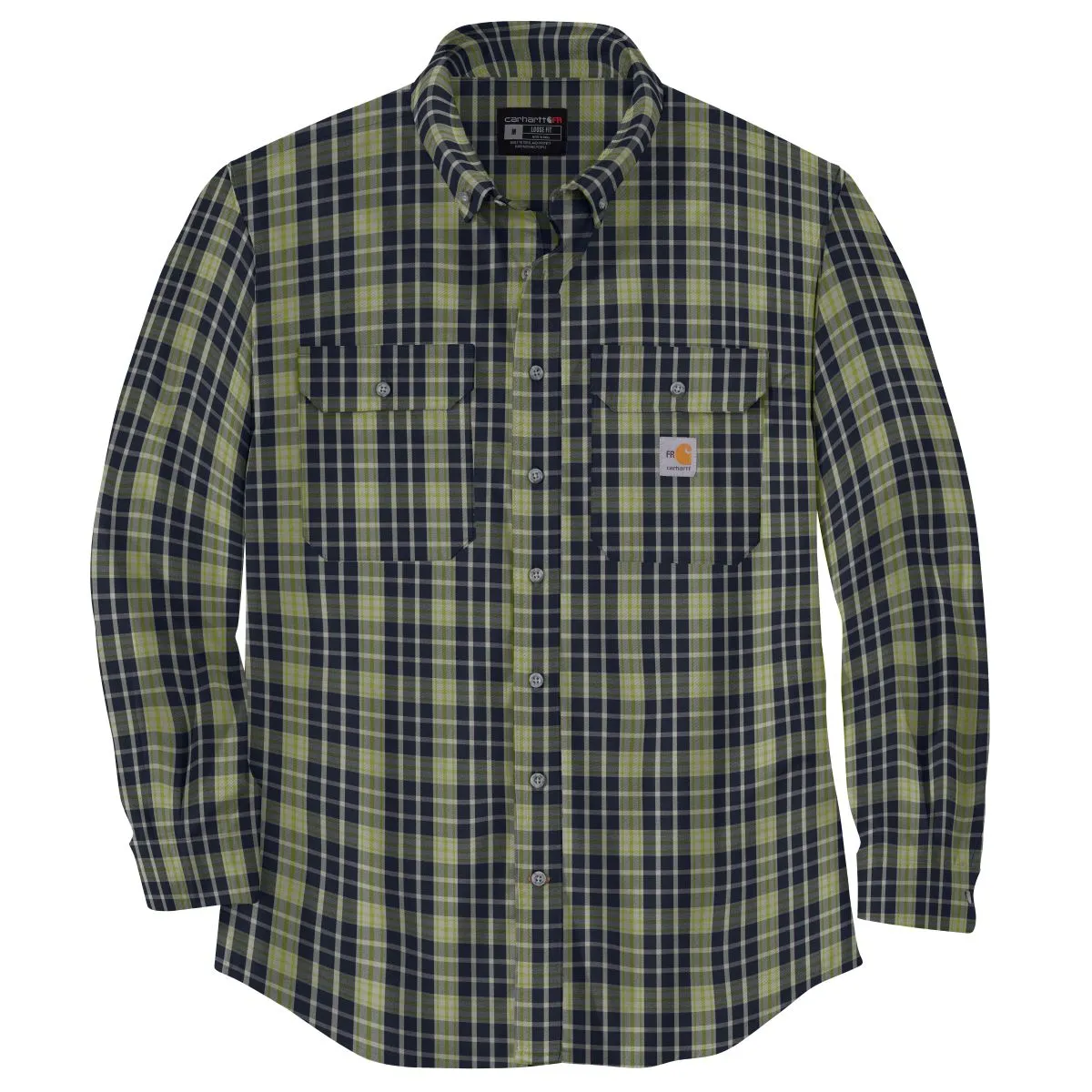 Carhartt 104507 Men's Flame Resistant Force Rugged Flex Loose Fit Midweight Twill Plaid Shirt