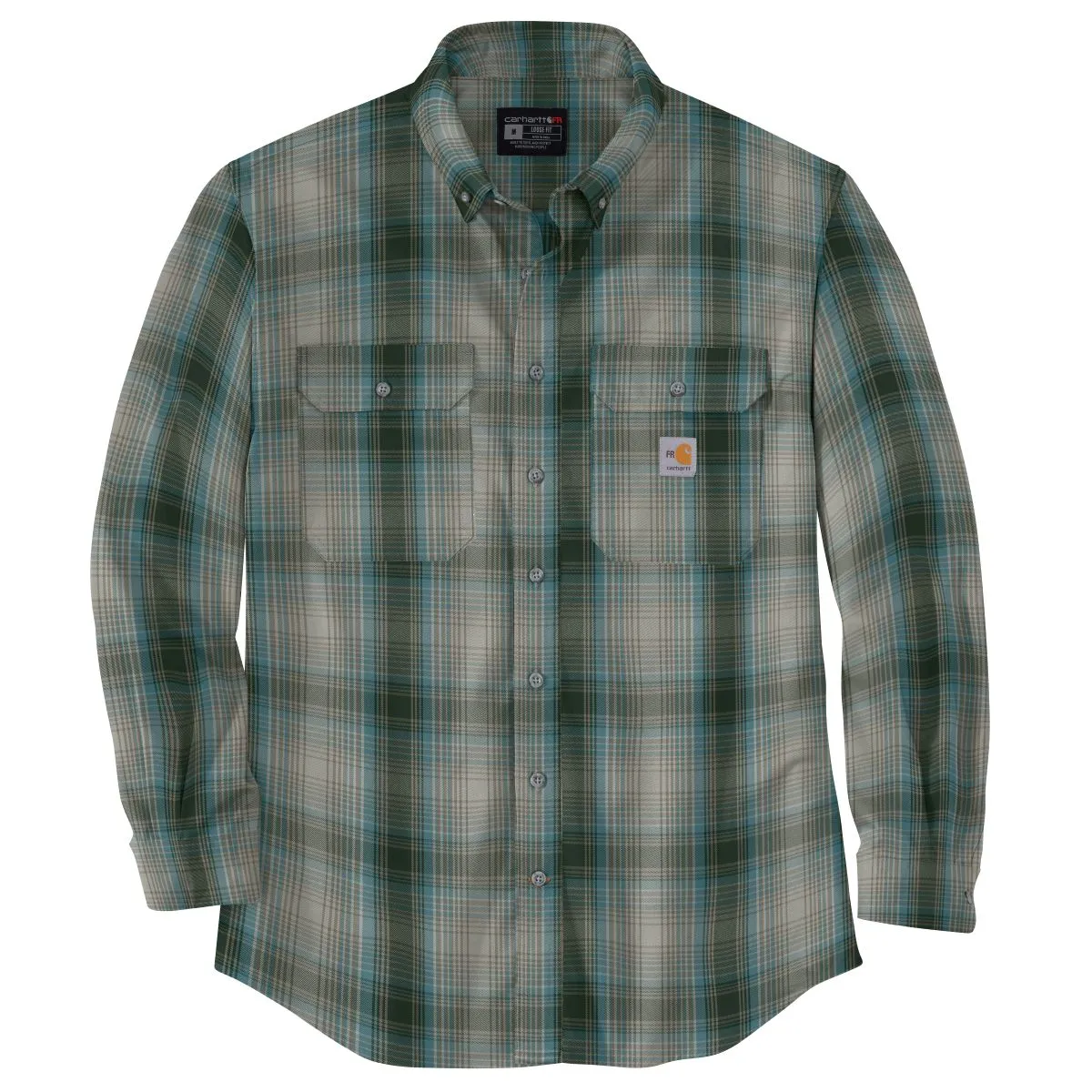 Carhartt 104507 Men's Flame Resistant Force Rugged Flex Loose Fit Midweight Twill Plaid Shirt