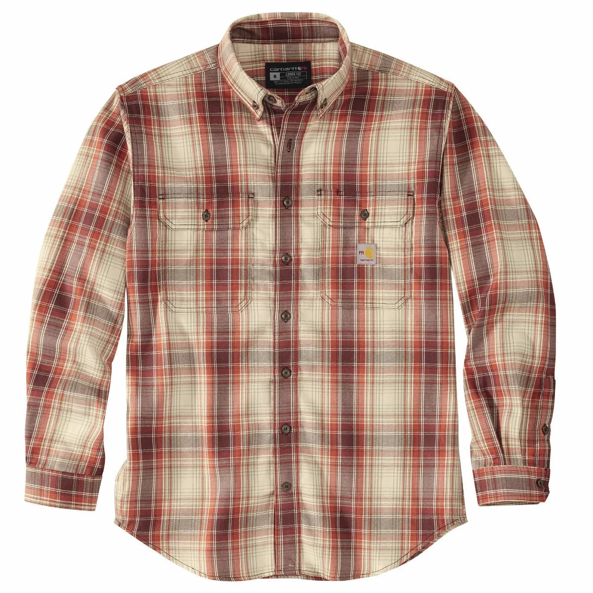 Carhartt 104507 Men's Flame Resistant Force Rugged Flex Loose Fit Midweight Twill Plaid Shirt