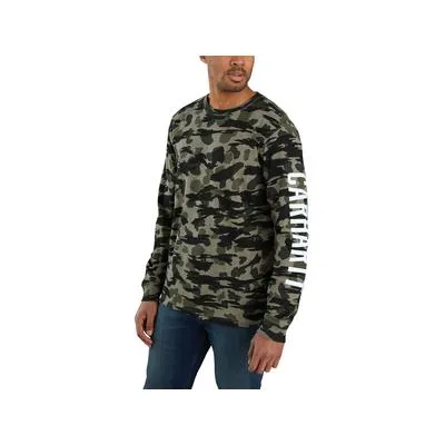 Carhartt Men's Relaxed Fit Heavyweight LS Camo Logo Graphic T-Shirt - 3XL Regular - Black Blind Duck Camo