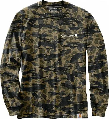Carhartt Men's Relaxed Fit Heavyweight LS Camo Logo Graphic T-Shirt - 3XL Regular - Black Blind Duck Camo