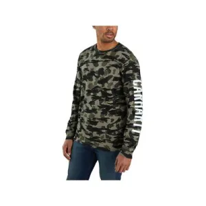 Carhartt Men's Relaxed Fit Heavyweight LS Camo Logo Graphic T-Shirt - 3XL Regular - Black Blind Duck Camo