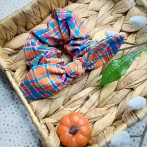 Cheery Autumn Plaid Bow Strip and Scrunchie Collection