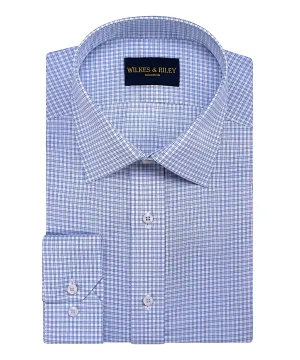 Classic Fit Sky Oxford Check Spread Collar Non-Iron Dress Shirt