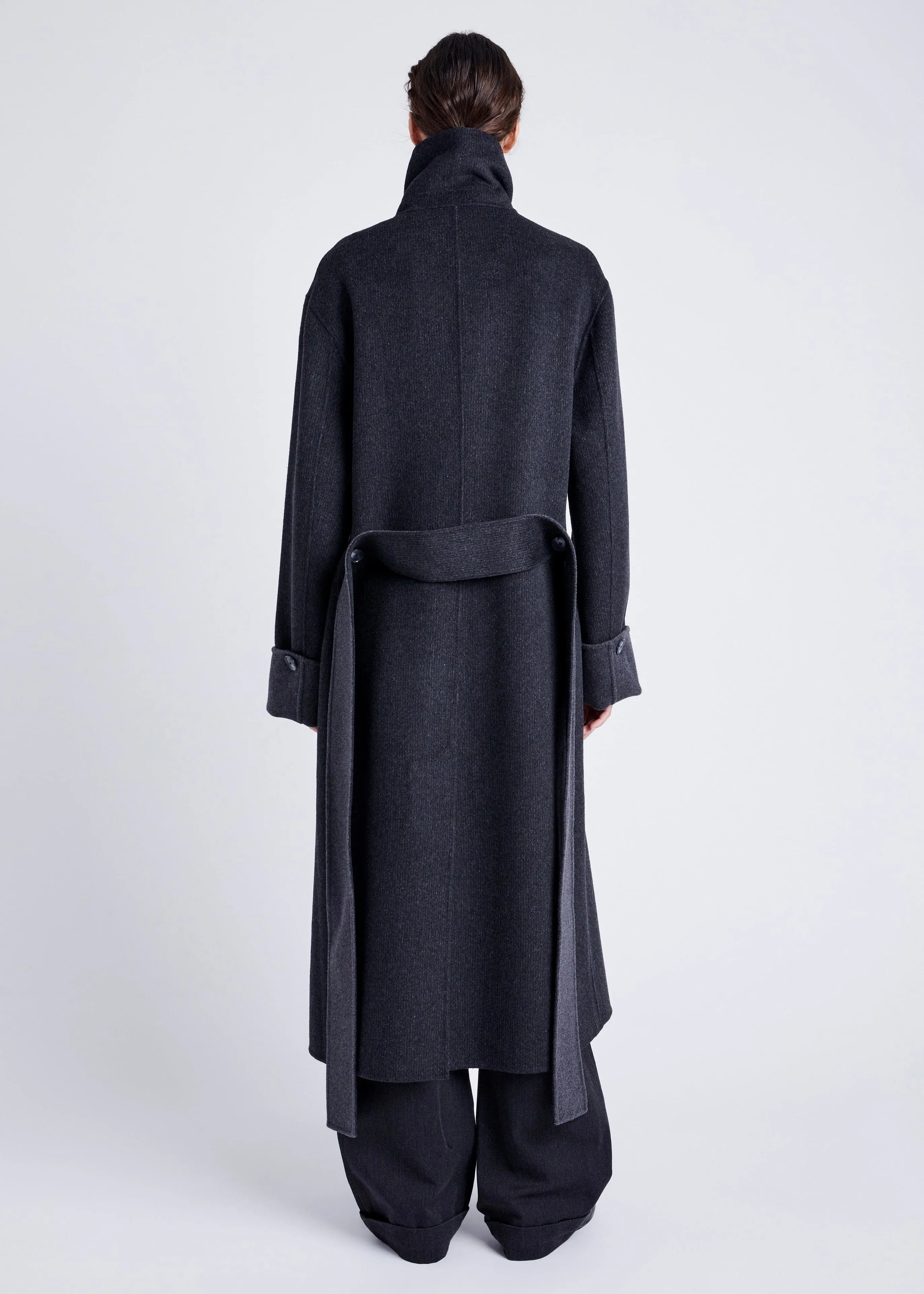 Constance Coat in Pinstripe Melton (Dark Grey Melange)