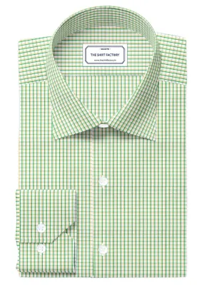 Custom Tailored Premium Cotton White Shirt with Green and Yellow check - CUS-10283
