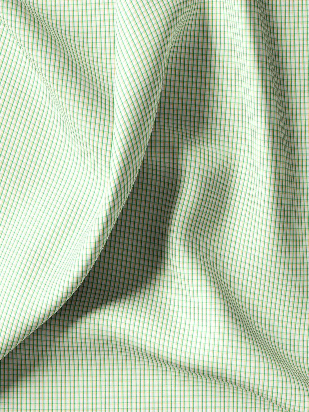 Custom Tailored Premium Cotton White Shirt with Green and Yellow check - CUS-10283