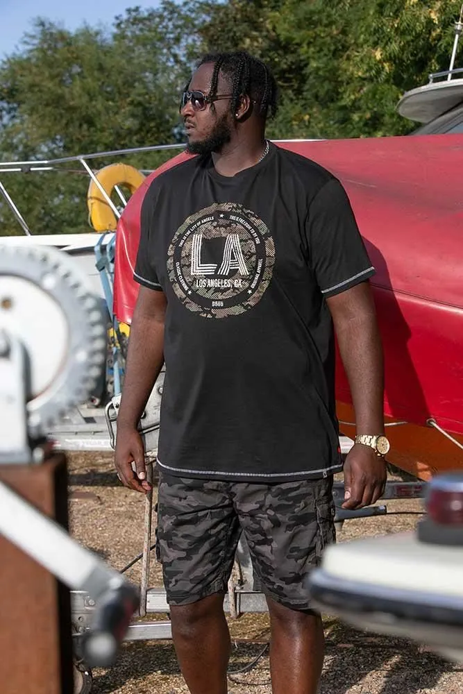 D555 BENNYLA Camo Printed Short Sleeve T-Shirt for Men's (601515) in Black, 3XL-6XL