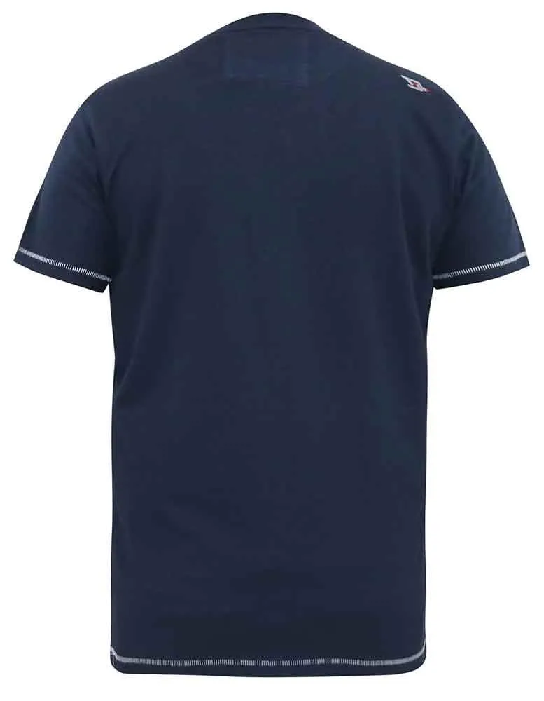 D555 Men's HARDWICK-Brooklyn Camo Printed T-Shirt in Navy, 3XL to 6XL