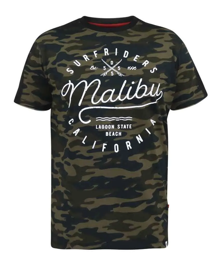 D555 Men's SULLIVAN Ao Camo T-Shirt With Chest Print in Camo 2XL to 6XL